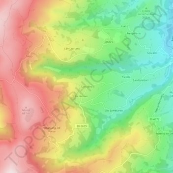 Carte topographique Sancides, altitude, relief