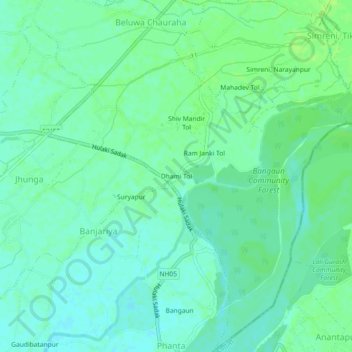 Carte topographique Dhami Tol, altitude, relief