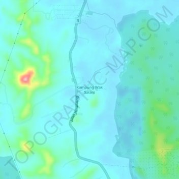 Carte topographique Kampung Wak Salam, altitude, relief