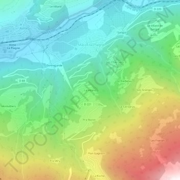 Carte topographique Le Villard, altitude, relief