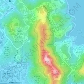 Carte topographique Ha Yeung Shan, altitude, relief