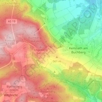 Carte topographique Mertenberg, altitude, relief