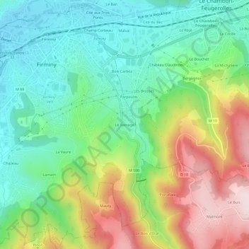 Carte topographique Le Barrage, altitude, relief