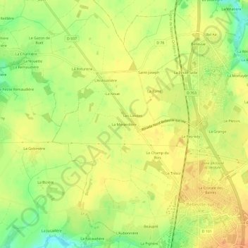 Carte topographique La Morandière, altitude, relief