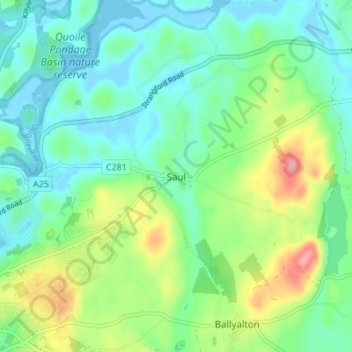 Carte topographique Saul, altitude, relief