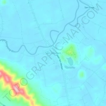 Carte topographique Seri Medan, altitude, relief