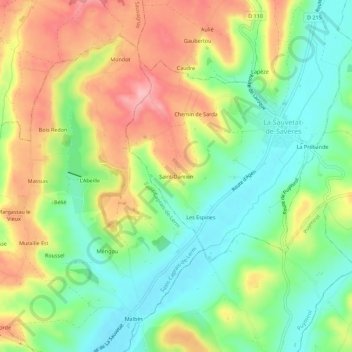 Carte topographique Saint-Damien, altitude, relief