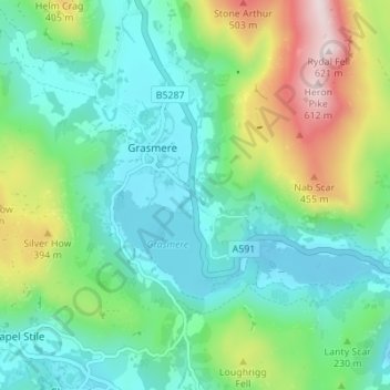 Carte topographique Town End, altitude, relief