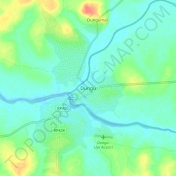 Carte topographique Dungu, altitude, relief