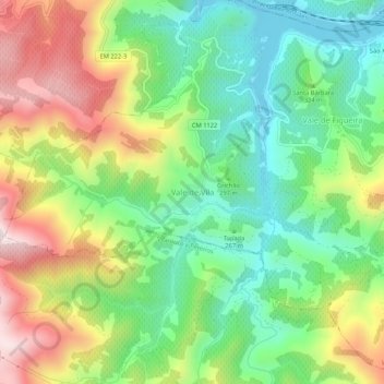 Carte topographique Vale de Vila, altitude, relief