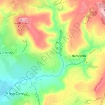 Carte topographique Westcombe, altitude, relief