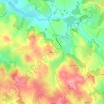 Carte topographique Chalaux, altitude, relief