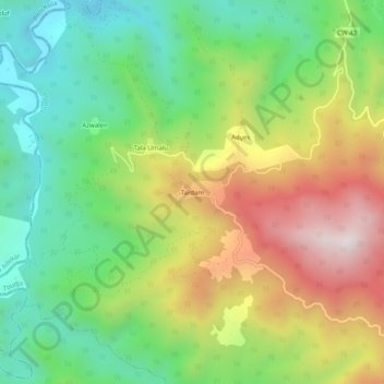 Carte topographique Tardam, altitude, relief