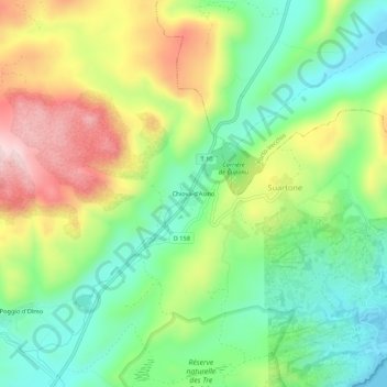 Carte topographique Chiova-d'Asino, altitude, relief