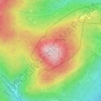 Carte topographique Altkönig, altitude, relief