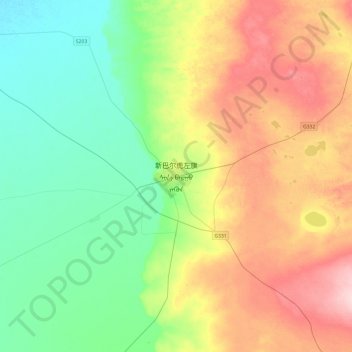 Carte topographique New Barag Left Banner, altitude, relief