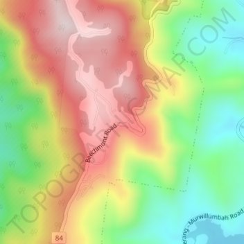 Carte topographique Lower Beechmont, altitude, relief