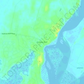 Carte topographique Shellman Bluff, altitude, relief
