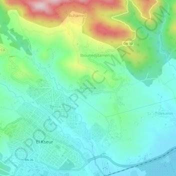 Carte topographique Bounour, altitude, relief