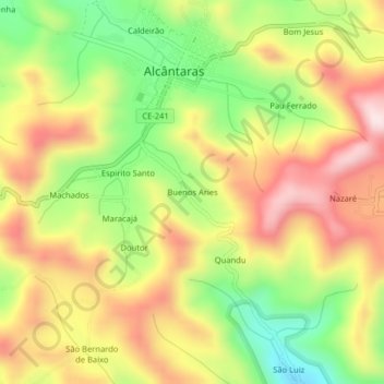 Carte topographique Buenos Aries, altitude, relief
