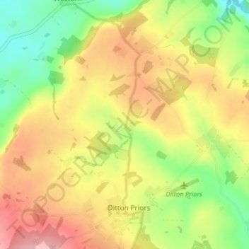 Carte topographique Derrington, altitude, relief