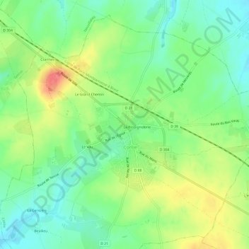 Carte topographique Le Plat D'Etain, altitude, relief