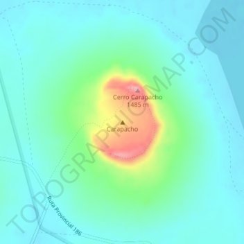 Carte topographique Carapacho, altitude, relief