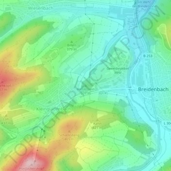 Carte topographique Hinterstein, altitude, relief