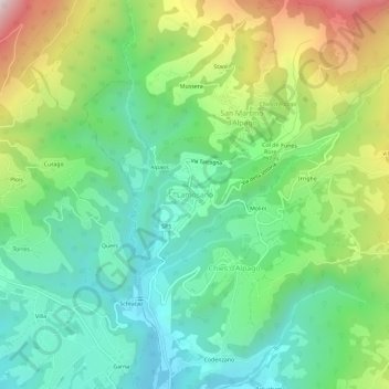 Carte topographique Lamosano, altitude, relief
