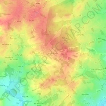 Carte topographique Les Enfûtoses, altitude, relief