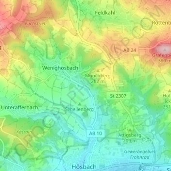 Carte topographique Münchhof, altitude, relief