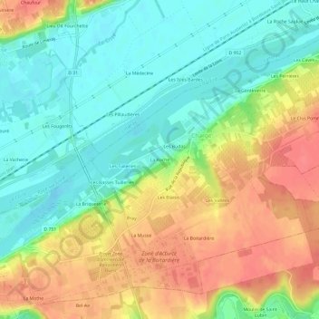 Carte topographique La Roche, altitude, relief