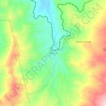 Carte topographique Bitaco, altitude, relief
