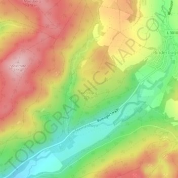 Carte topographique Homburg, altitude, relief