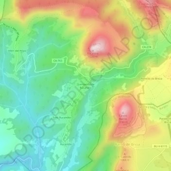 Carte topographique Quintanilla de Rucandio, altitude, relief