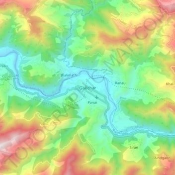 Carte topographique Gauchar, altitude, relief