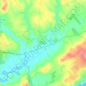 Carte topographique Almádena, altitude, relief