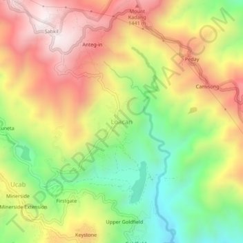 Carte topographique Loacan, altitude, relief