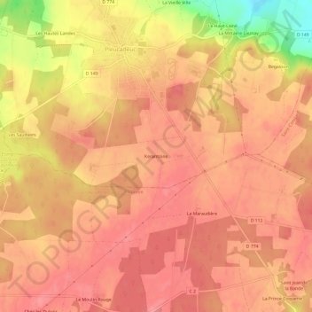 Carte topographique Kerantoine, altitude, relief