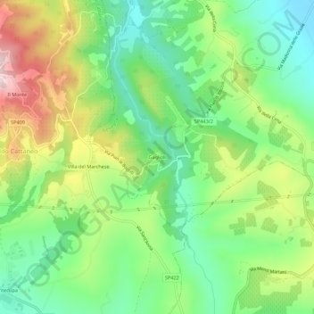 Carte topographique Gaglioli, altitude, relief