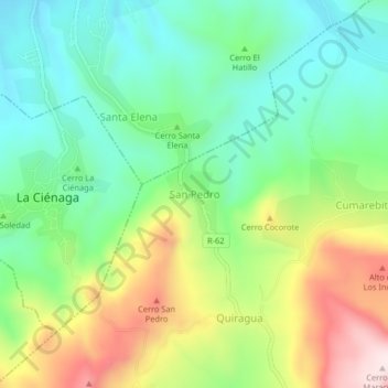 Carte topographique San Pedro, altitude, relief