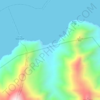 Carte topographique Playa Copey, altitude, relief