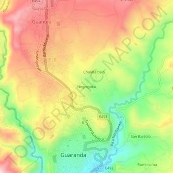 Carte topographique Negroyacu, altitude, relief