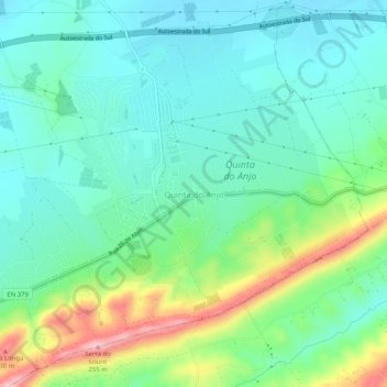 Carte topographique Quinta do Anjo, altitude, relief