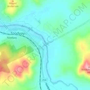 Carte topographique Goomalling Road Bridge, altitude, relief