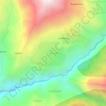 Carte topographique Chheskam, altitude, relief
