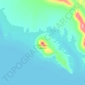 Carte topographique San Luis, altitude, relief