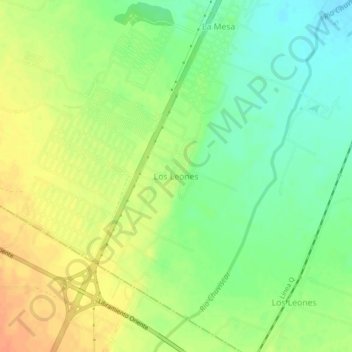 Carte topographique Los Leones, altitude, relief
