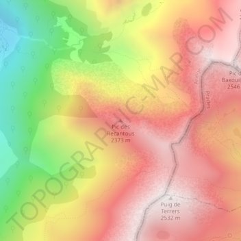 Carte topographique Pic des Recantous, altitude, relief