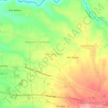 Carte topographique Mahacot East, altitude, relief